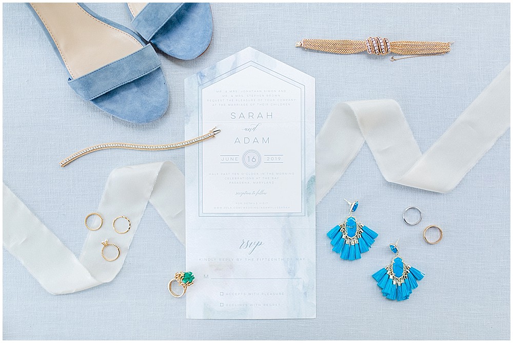 light blue bridal details celebrations at the bay jewish wedding by chesapeake charm photography