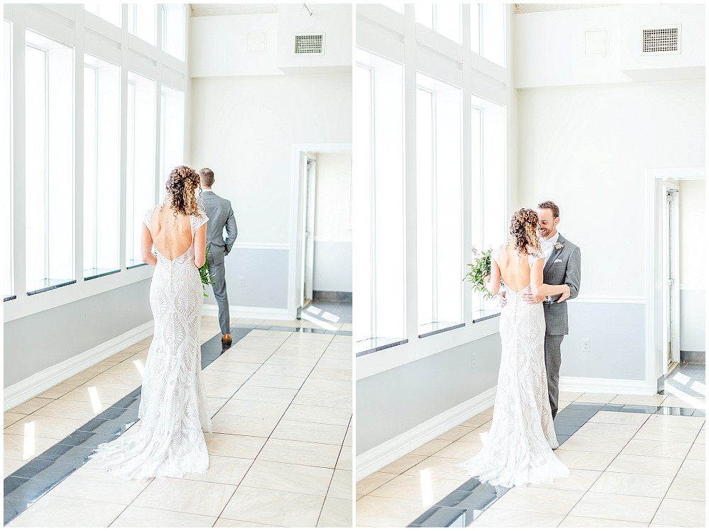 first look at celebrations at the bay wedding by chesapeake charm photography