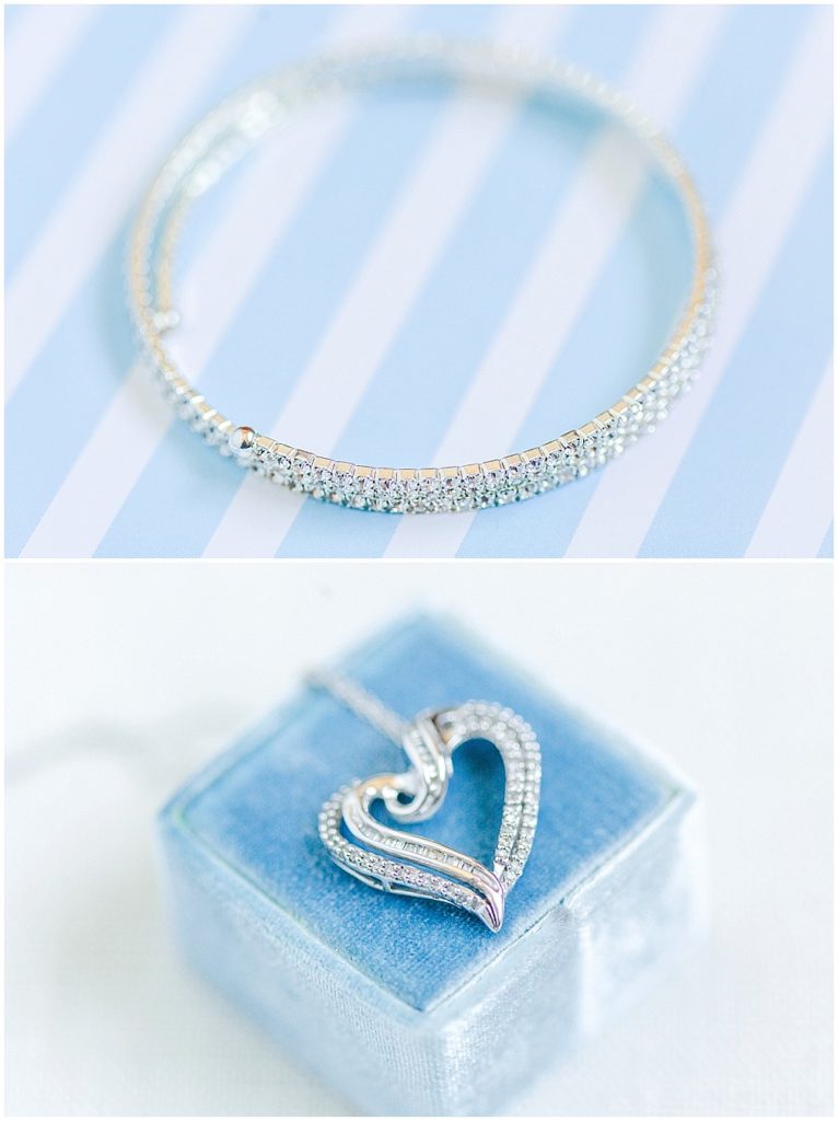 light blue and silver wedding jewelry