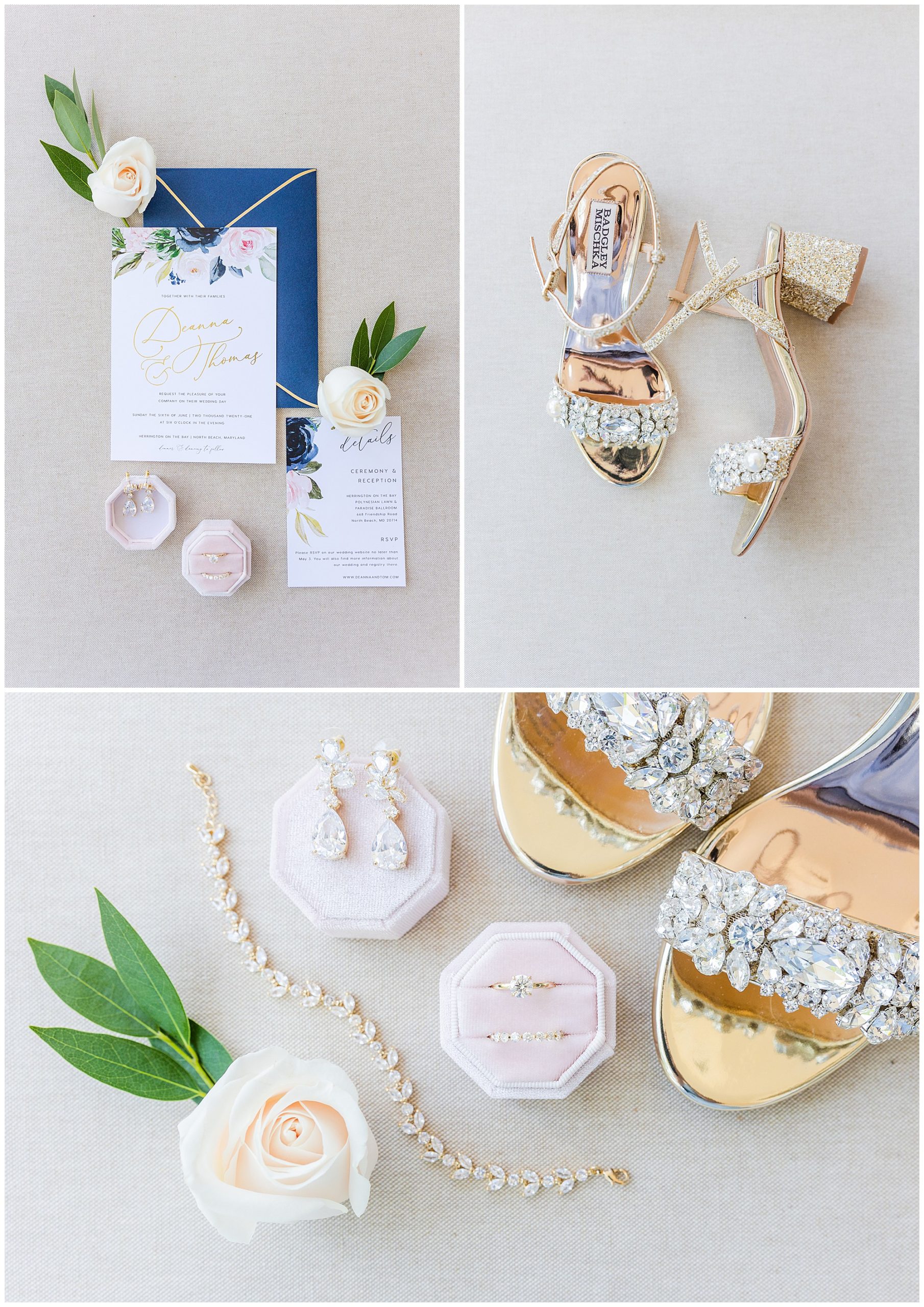 Herrington on the Bay wedding - blue, blush, and gold details by Chesapeake Charm Photography