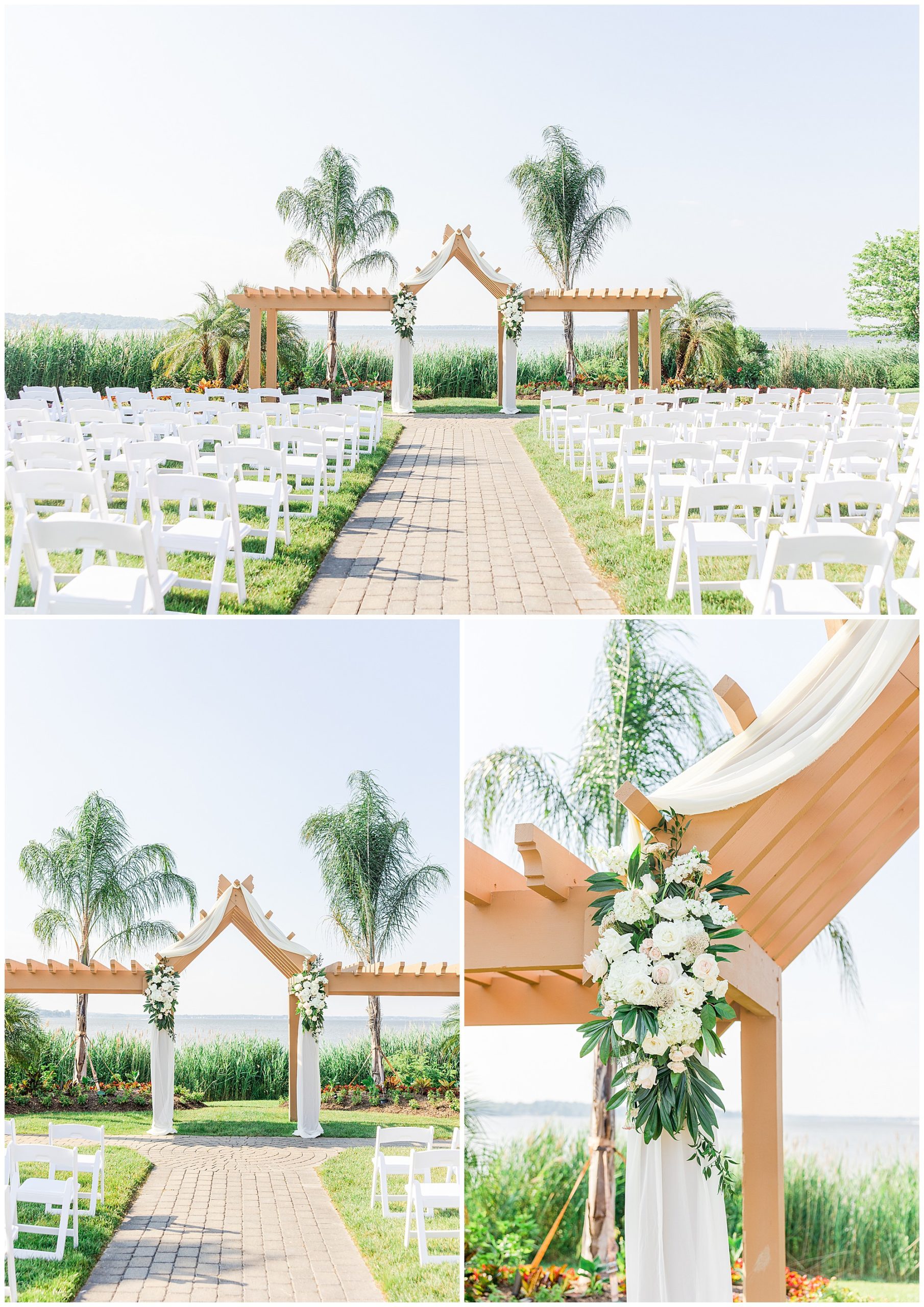 herrington on the bay polynesian lawn  tropical beach palm trees wedding