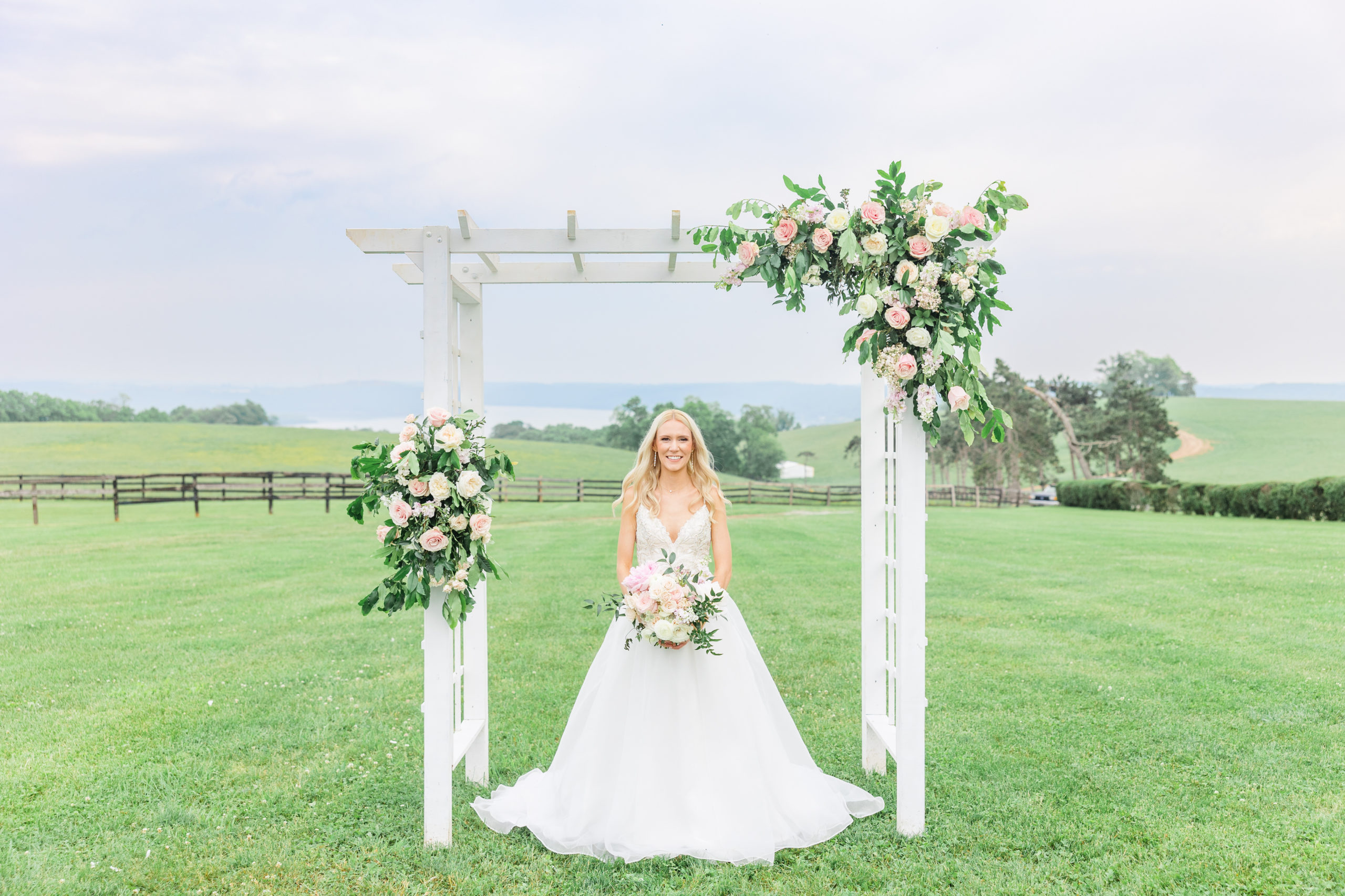 blush pink light airy lauxmont farms wedding maryland photographer