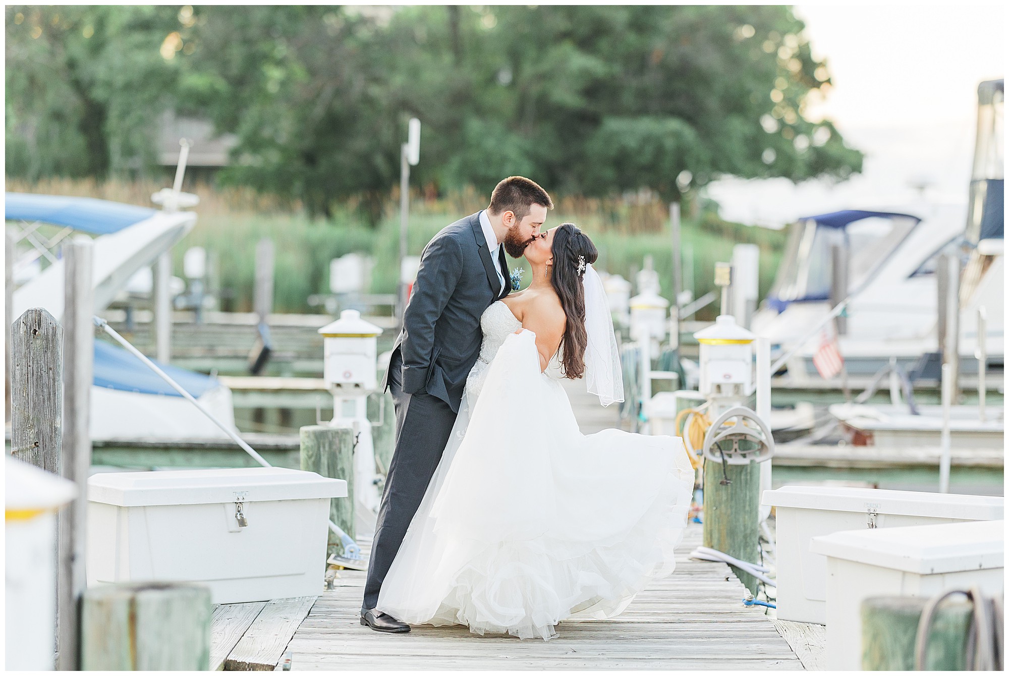 eastern yacht club wedding bride groom sunset portraits baltimore maryland waterfront pier docks