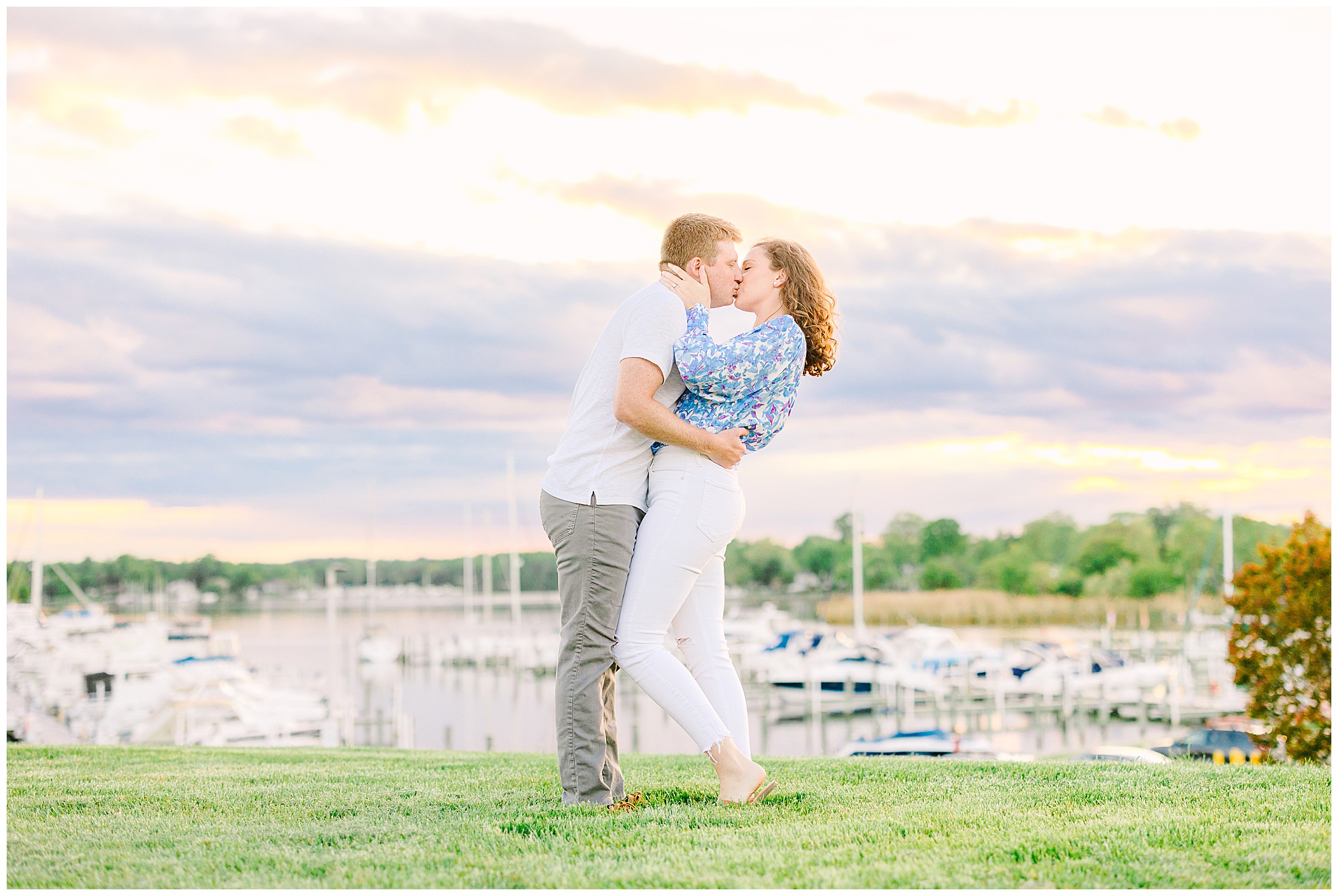 baltimore yacht club engagement session sunset in maryland