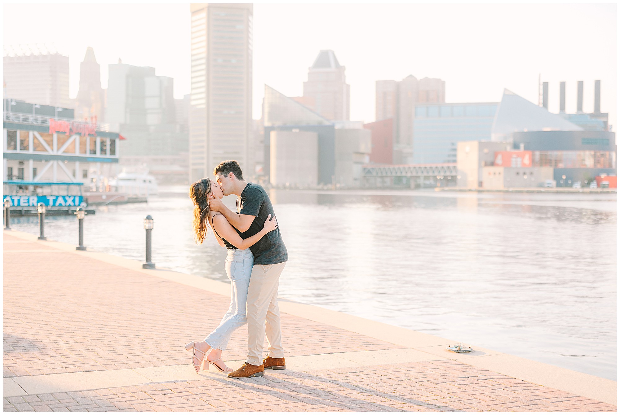 Federal Hill Sunset Engagement Session at the Inner Harbor in Baltimore by Chesapeake Charm Photography